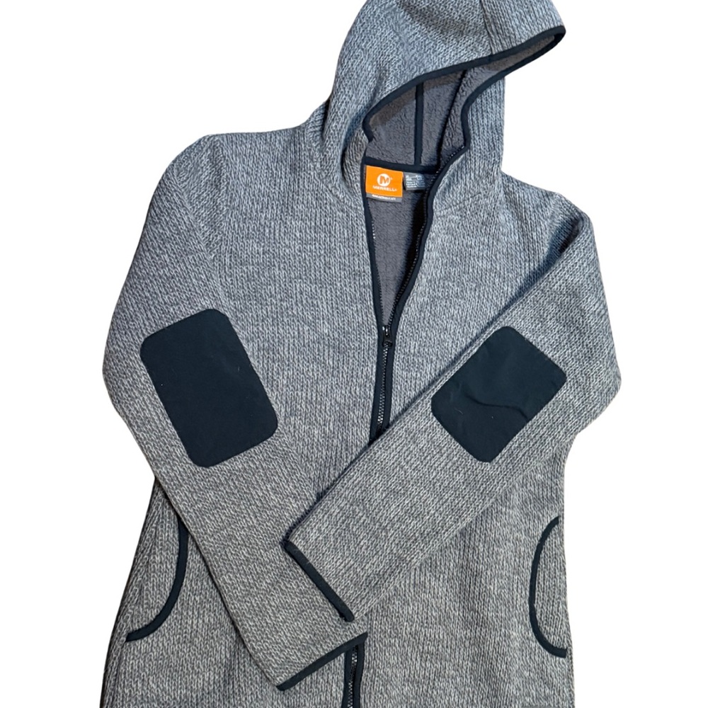 Merrell Womens Zip Up Hoodie Jacket Gray Fleece‎ Hooded Outdoor Size M - Picture 2 of 12